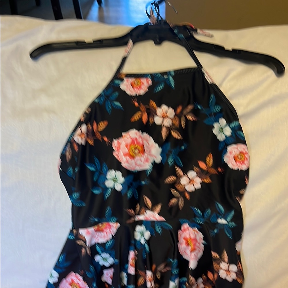 Floral Halter Affordable Floral Swimsuit - Two Piece